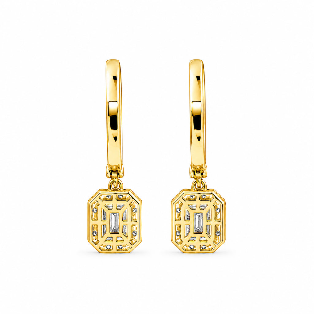 Diamonair Lab Grown Diamond (F/VS+) 3.00 carat Round cut Sterling Silver Dangle Earrings - Sterling Silver | Gold over Silver