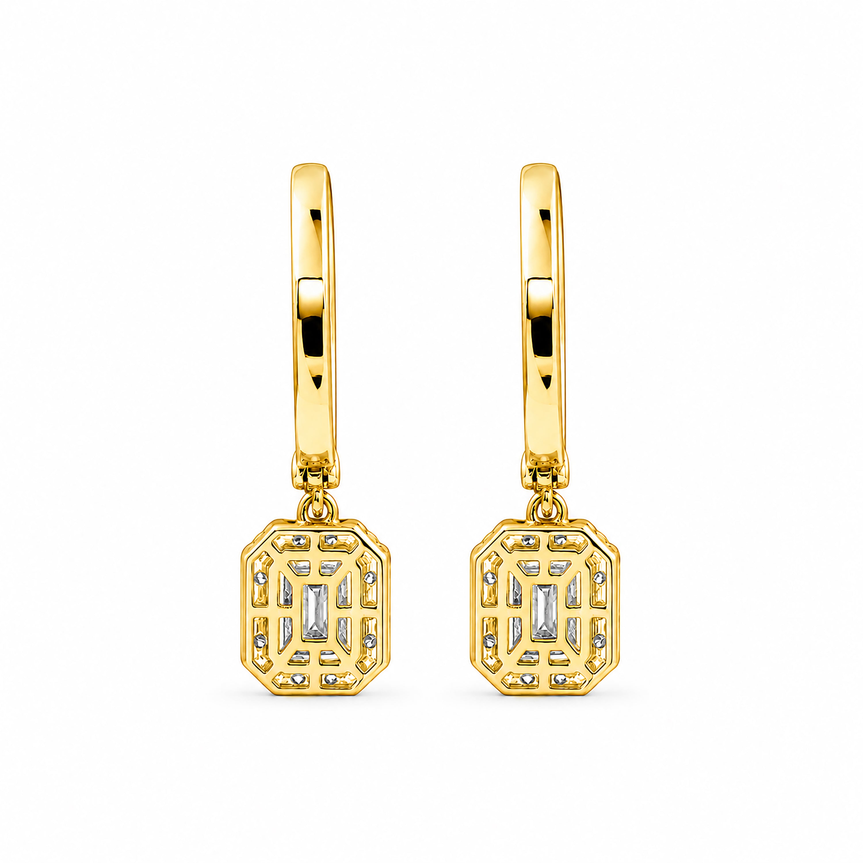 Diamonair Lab Grown Diamond (F/VS+) 3.00 carat Round cut Sterling Silver Dangle Earrings - Sterling Silver | Gold over Silver