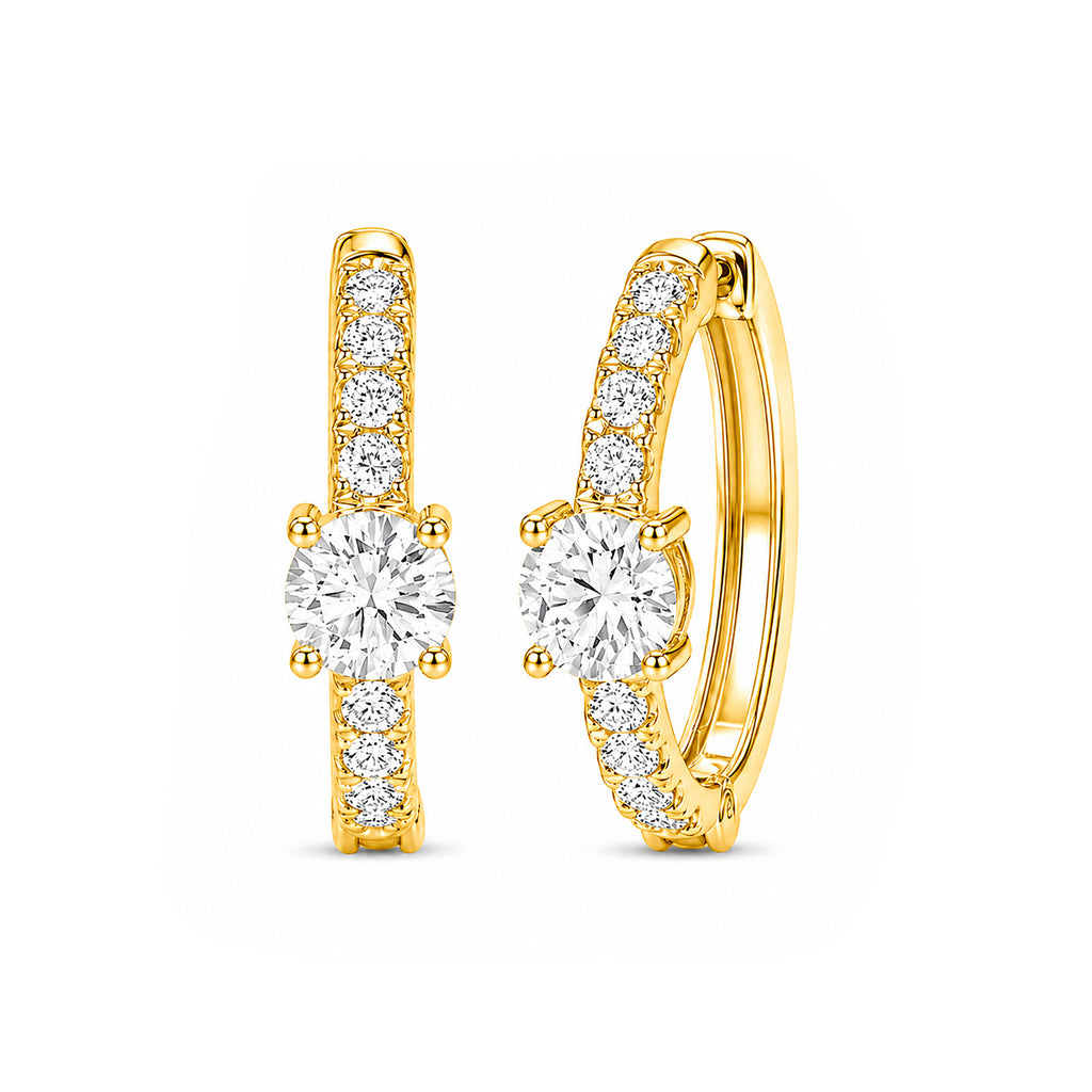 Diamonair Lab Grown Diamond (F/VS+) 2.00 carat Round cut Sterling Silver Hoop Earrings - Sterling Silver | Gold over Silver