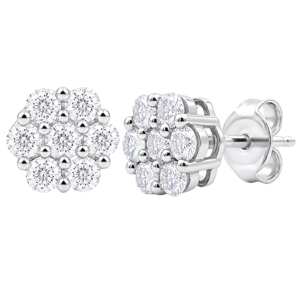 Diamonair Lab Grown Diamond (F/VS+) 1.00 carat Round cut Sterling Silver Stud Earrings - Sterling Silver | Gold over Silver
