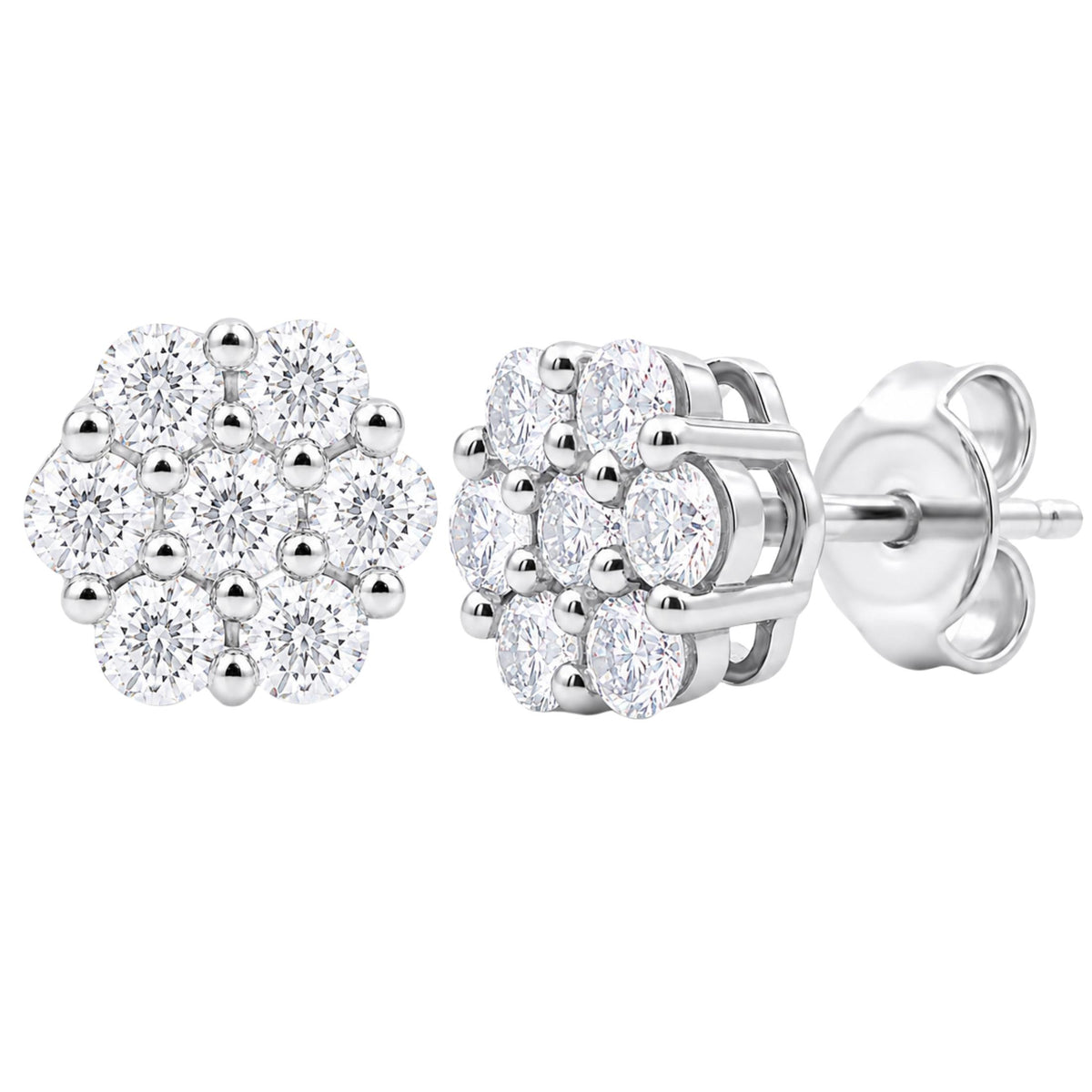 Diamonair Lab Grown Diamond (F/VS+) 1.00 carat Round cut Sterling Silver Stud Earrings - Sterling Silver | Gold over Silver
