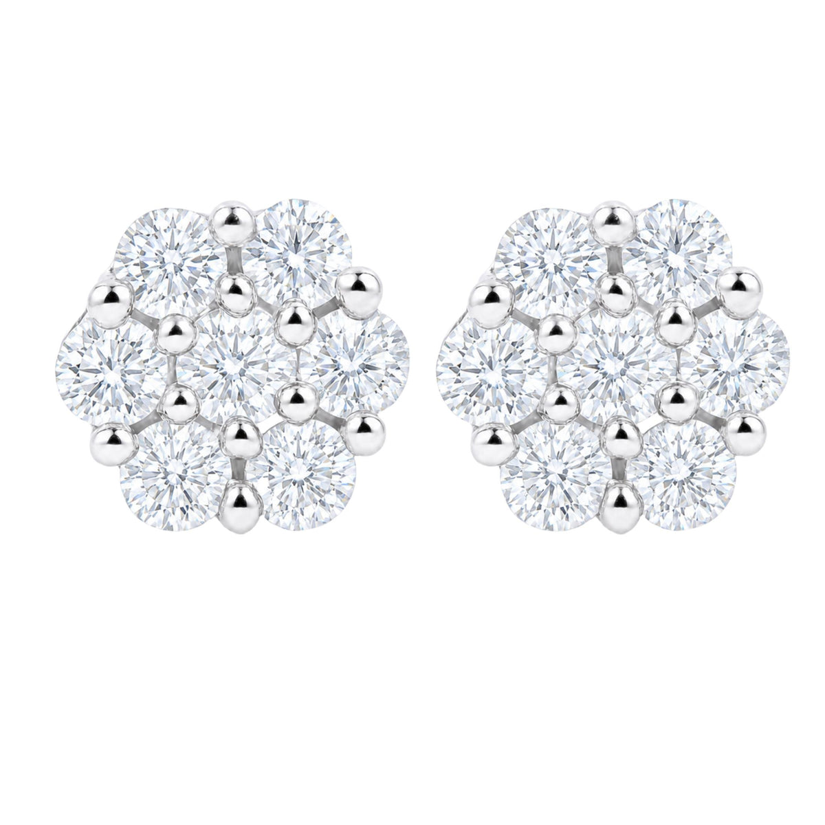 Diamonair Lab Grown Diamond (F/VS+) 1.00 carat Round cut Sterling Silver Stud Earrings - Sterling Silver | Gold over Silver