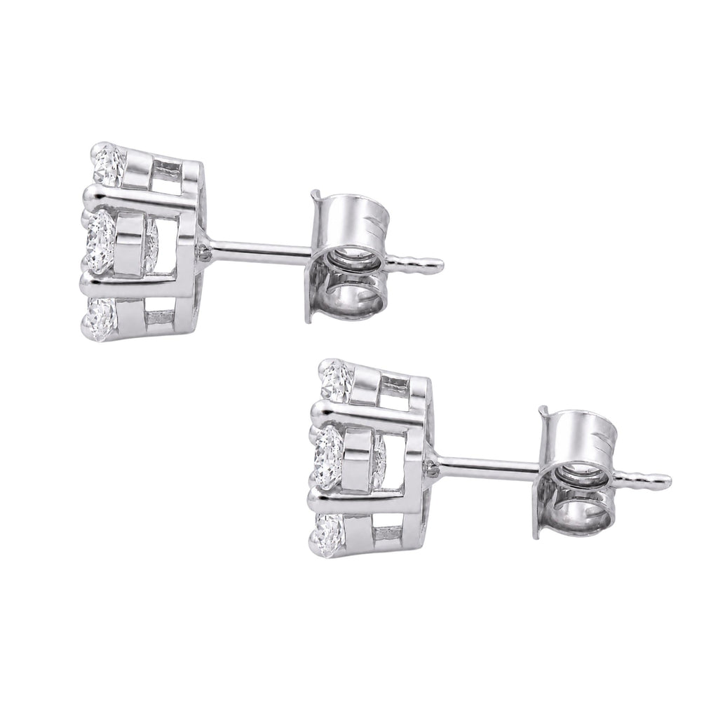 Diamonair Lab Grown Diamond (F/VS+) 1.00 carat Round cut Sterling Silver Stud Earrings - Sterling Silver | Gold over Silver
