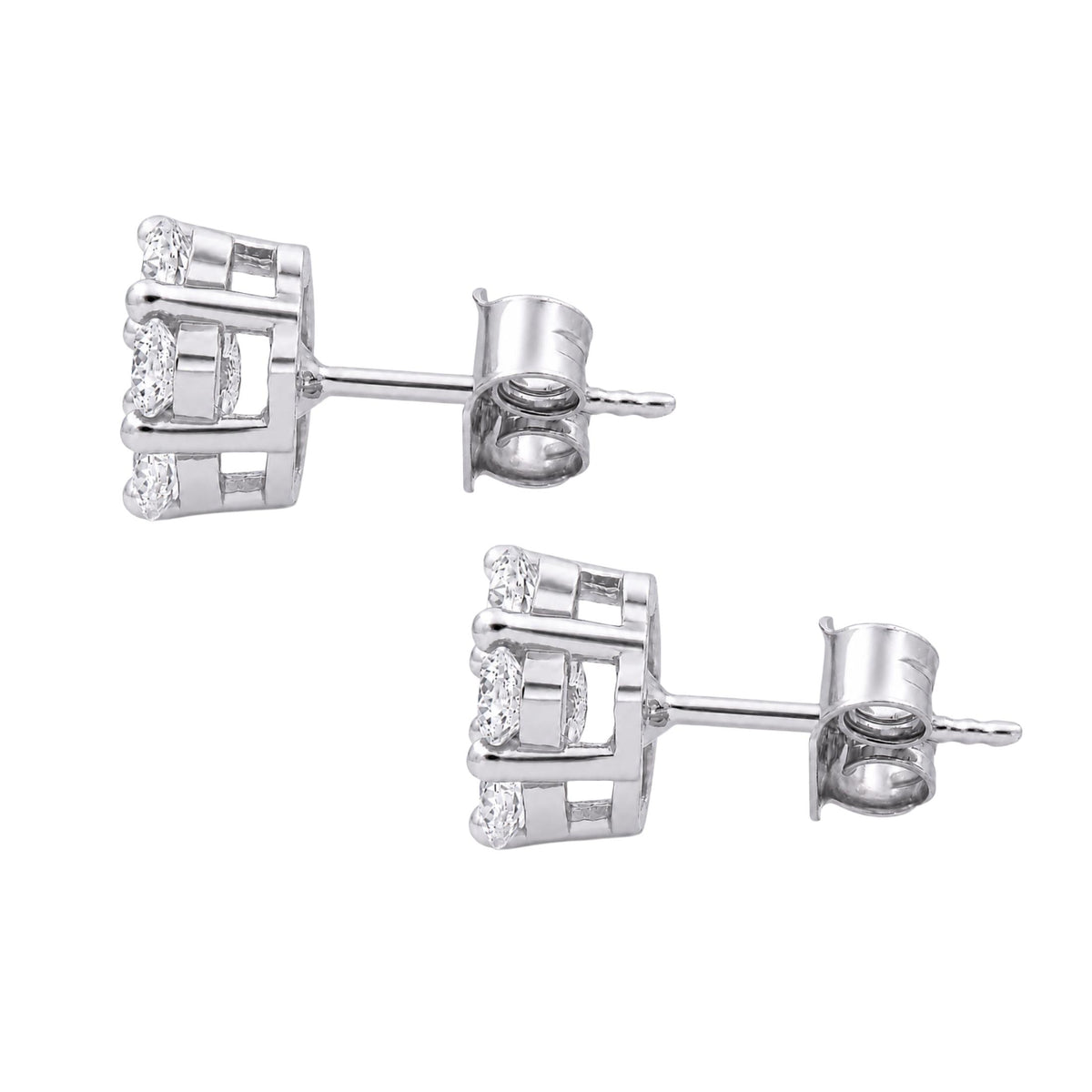Diamonair Lab Grown Diamond (F/VS+) 1.00 carat Round cut Sterling Silver Stud Earrings - Sterling Silver | Gold over Silver