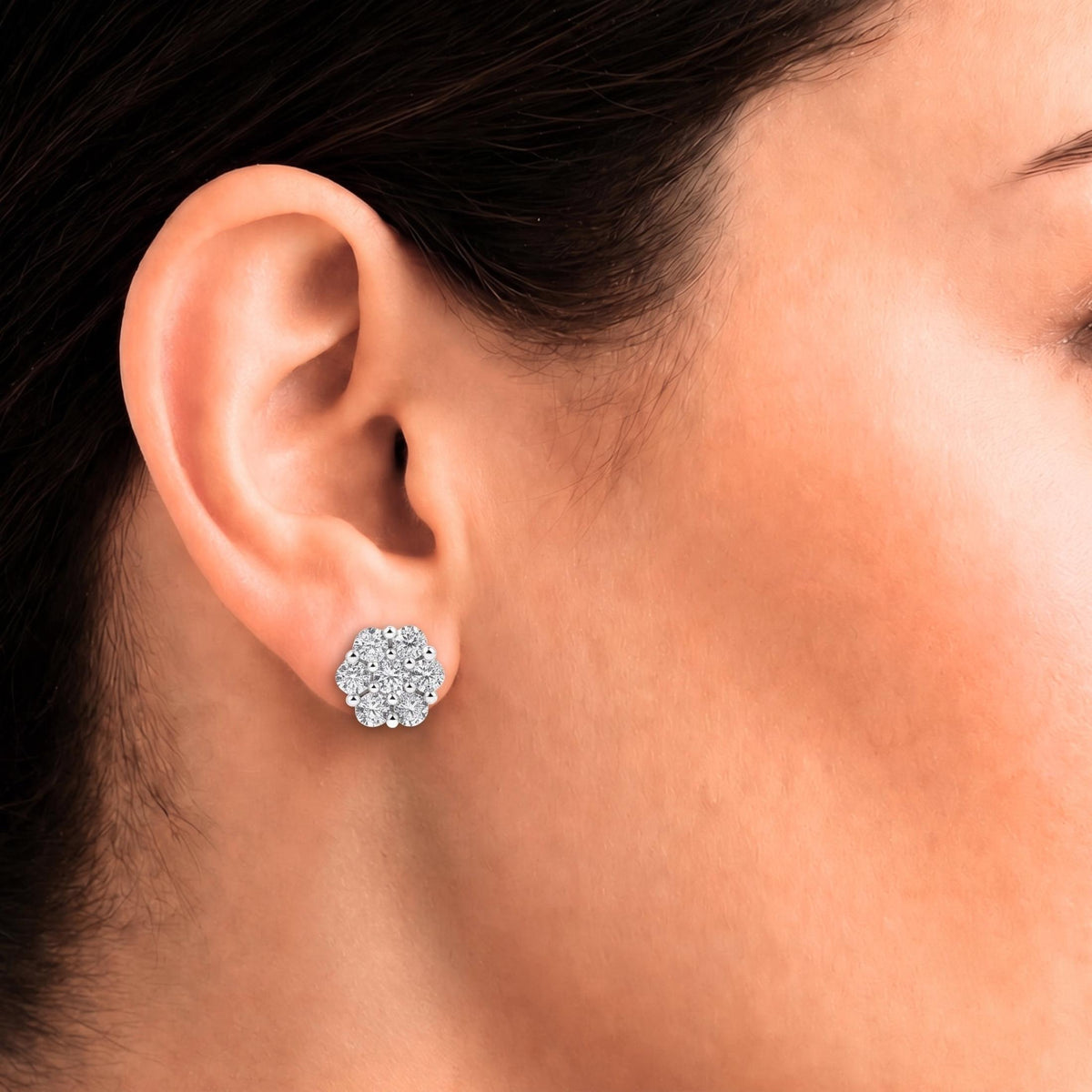 Diamonair Lab Grown Diamond (F/VS+) 1.00 carat Round cut Sterling Silver Stud Earrings - Sterling Silver | Gold over Silver