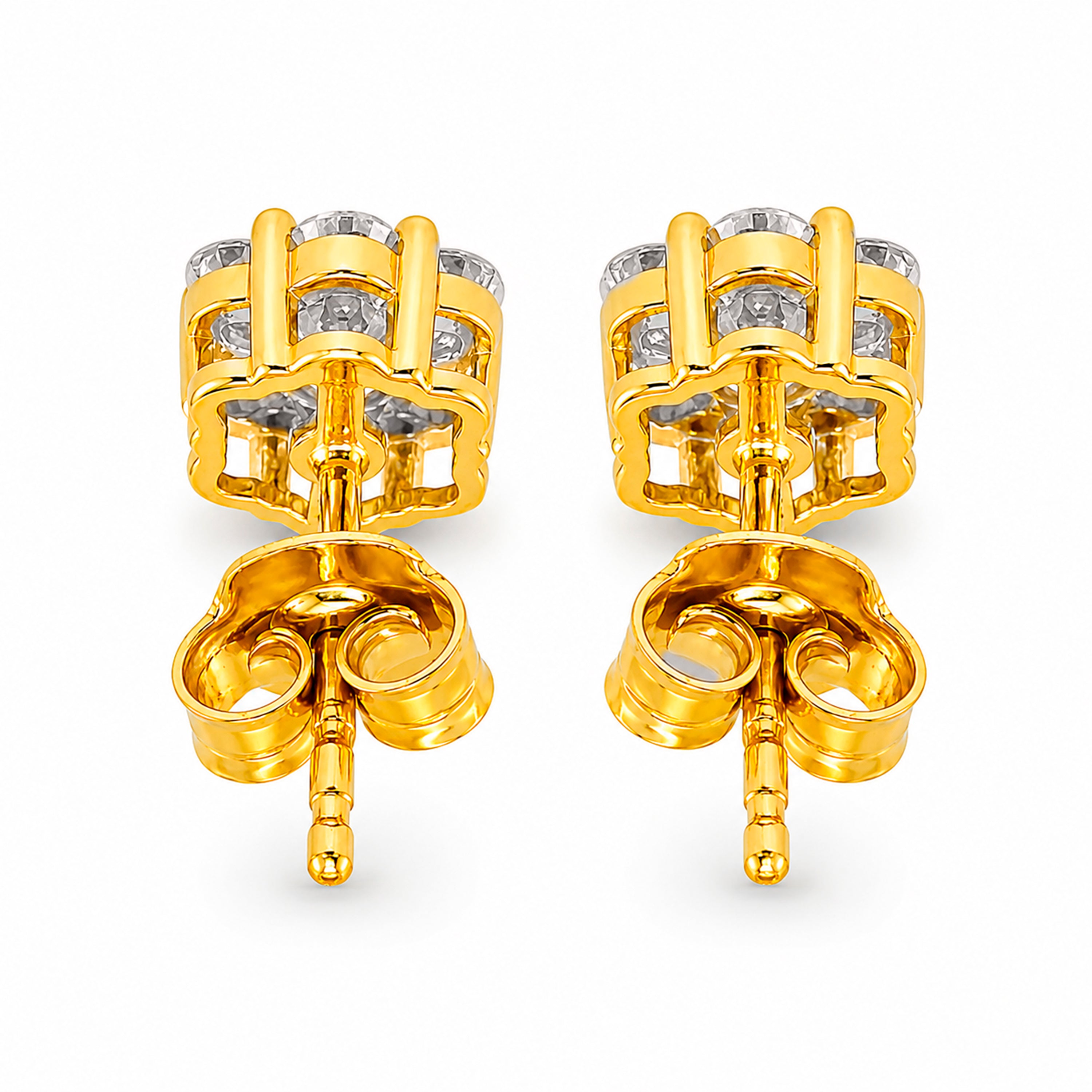 Diamonair Lab Grown Diamond (F/VS+) 1.00 carat Round cut Sterling Silver Stud Earrings - Sterling Silver | Gold over Silver
