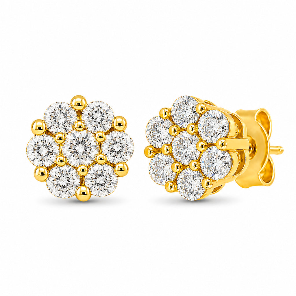 Diamonair Lab Grown Diamond (F/VS+) 1.00 carat Round cut Sterling Silver Stud Earrings - Sterling Silver | Gold over Silver