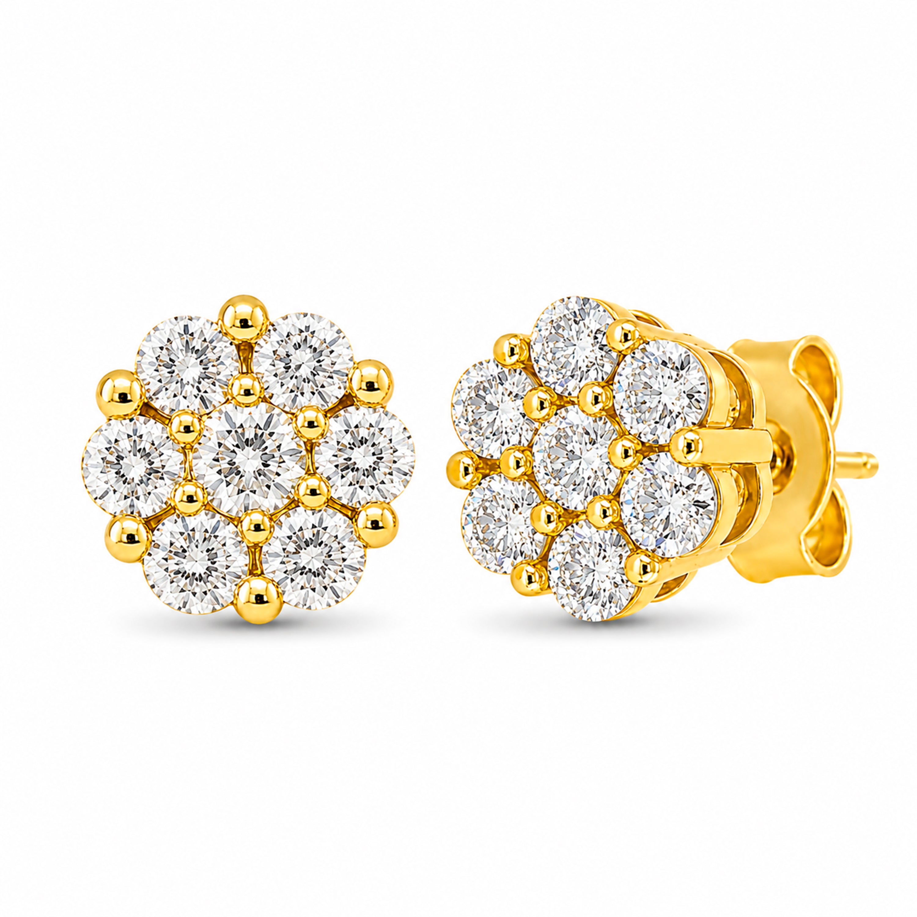 Diamonair Lab Grown Diamond (F/VS+) 1.00 carat Round cut Sterling Silver Stud Earrings - Sterling Silver | Gold over Silver