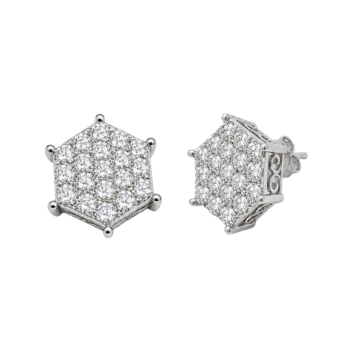 Diamonair Lab Grown Diamond (F/VS+) 1.00 carat Round cut Sterling Silver Stud Earrings - Sterling Silver | Gold over Silver