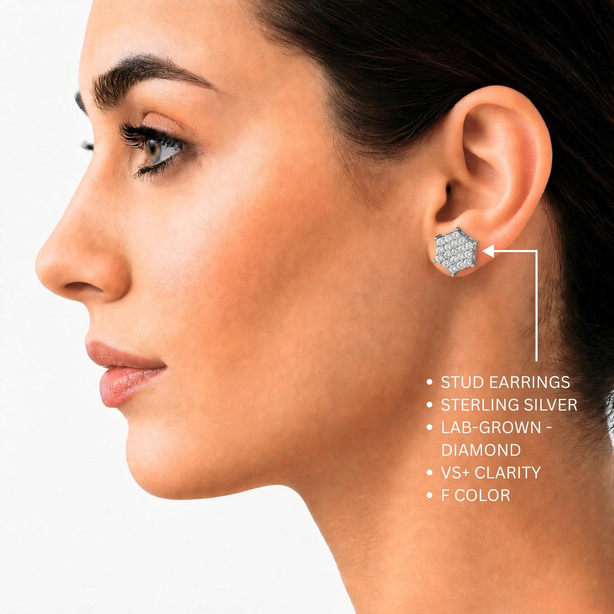 Diamonair Lab Grown Diamond (F/VS+) 1.00 carat Round cut Sterling Silver Stud Earrings - Sterling Silver | Gold over Silver