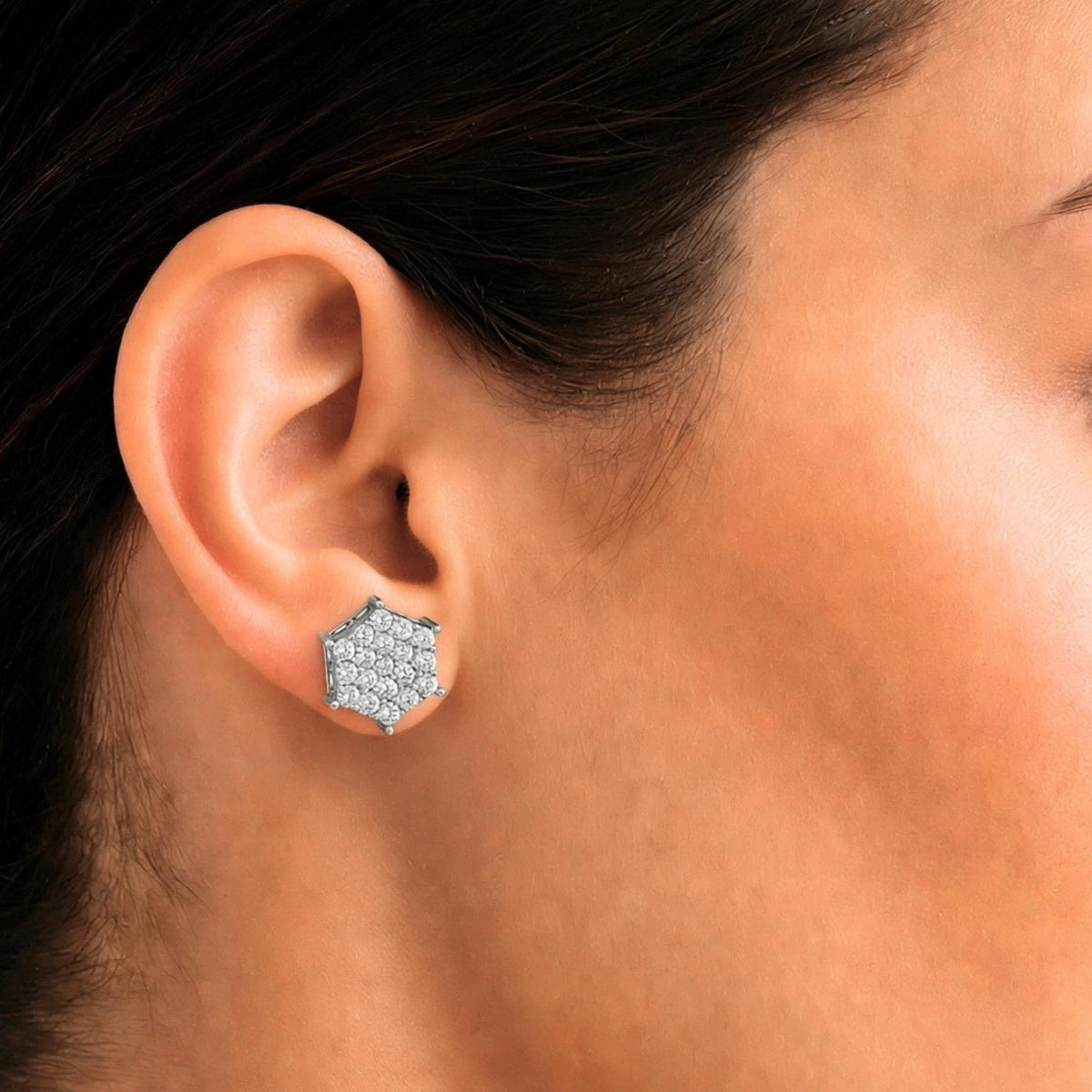 Diamonair Lab Grown Diamond (F/VS+) 1.00 carat Round cut Sterling Silver Stud Earrings - Sterling Silver | Gold over Silver