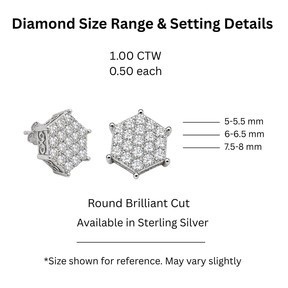 Diamonair Lab Grown Diamond (F/VS+) 1.00 carat Round cut Sterling Silver Stud Earrings - Sterling Silver | Gold over Silver