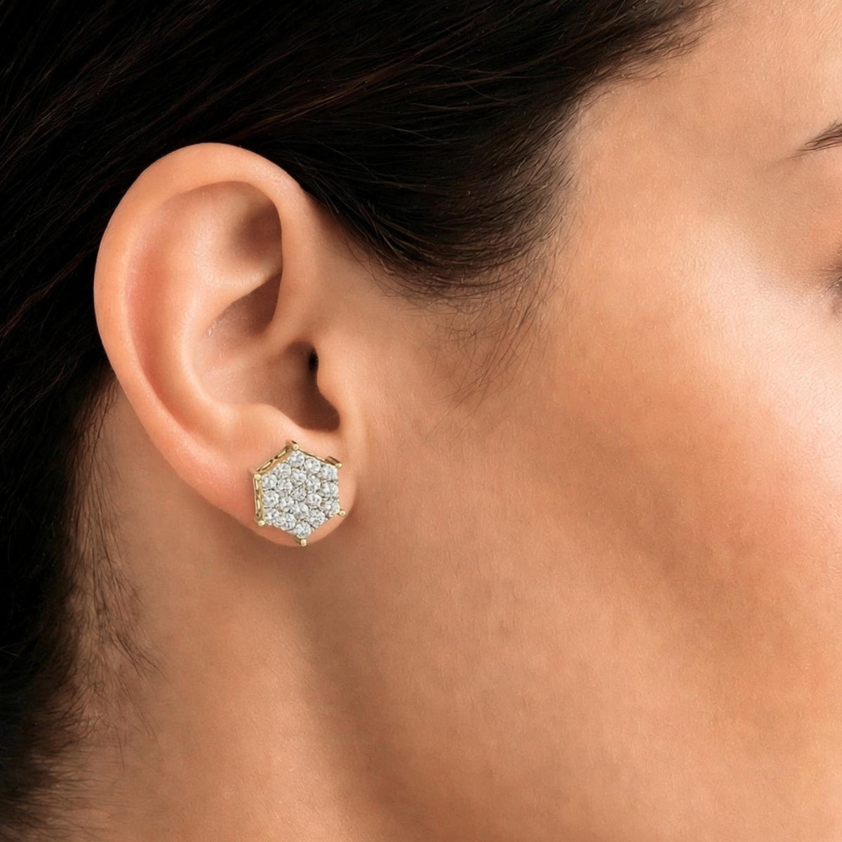 Diamonair Lab Grown Diamond (F/VS+) 1.00 carat Round cut Sterling Silver Stud Earrings - Sterling Silver | Gold over Silver