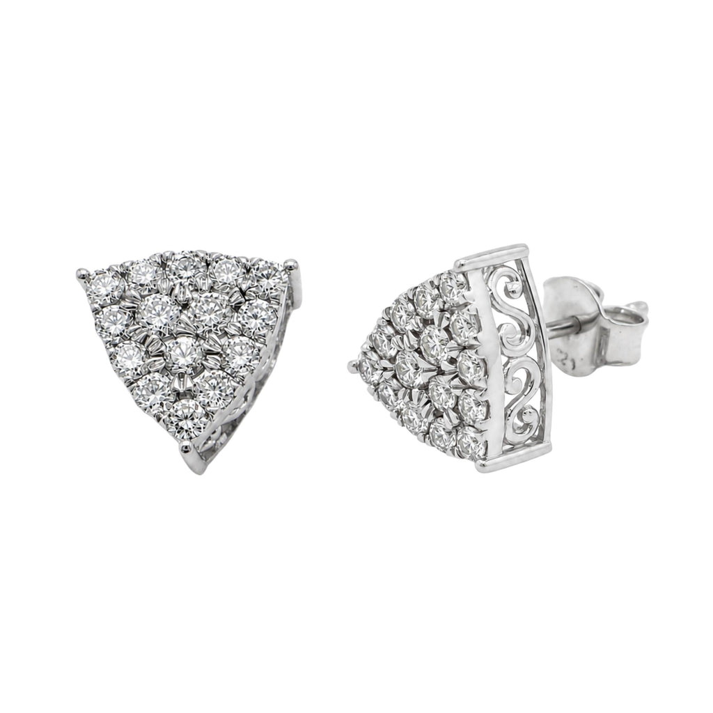 Diamonair Lab Grown Diamond (F/VS+) 1.00 carat Round cut Sterling Silver Stud Earrings - Sterling Silver | Gold over Silver