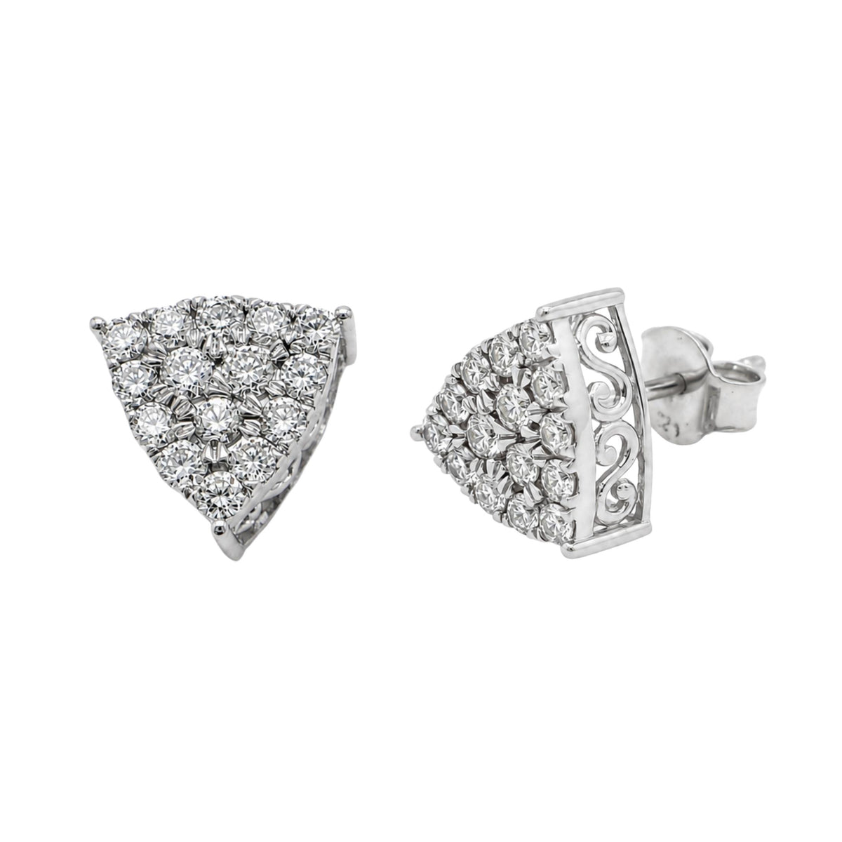 Diamonair Lab Grown Diamond (F/VS+) 1.00 carat Round cut Sterling Silver Stud Earrings - Sterling Silver | Gold over Silver