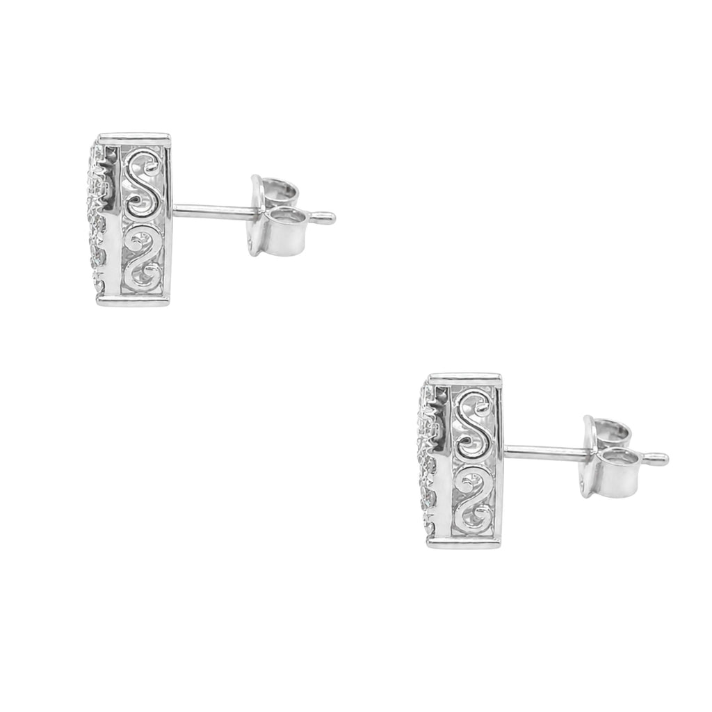 Diamonair Lab Grown Diamond (F/VS+) 1.00 carat Round cut Sterling Silver Stud Earrings - Sterling Silver | Gold over Silver