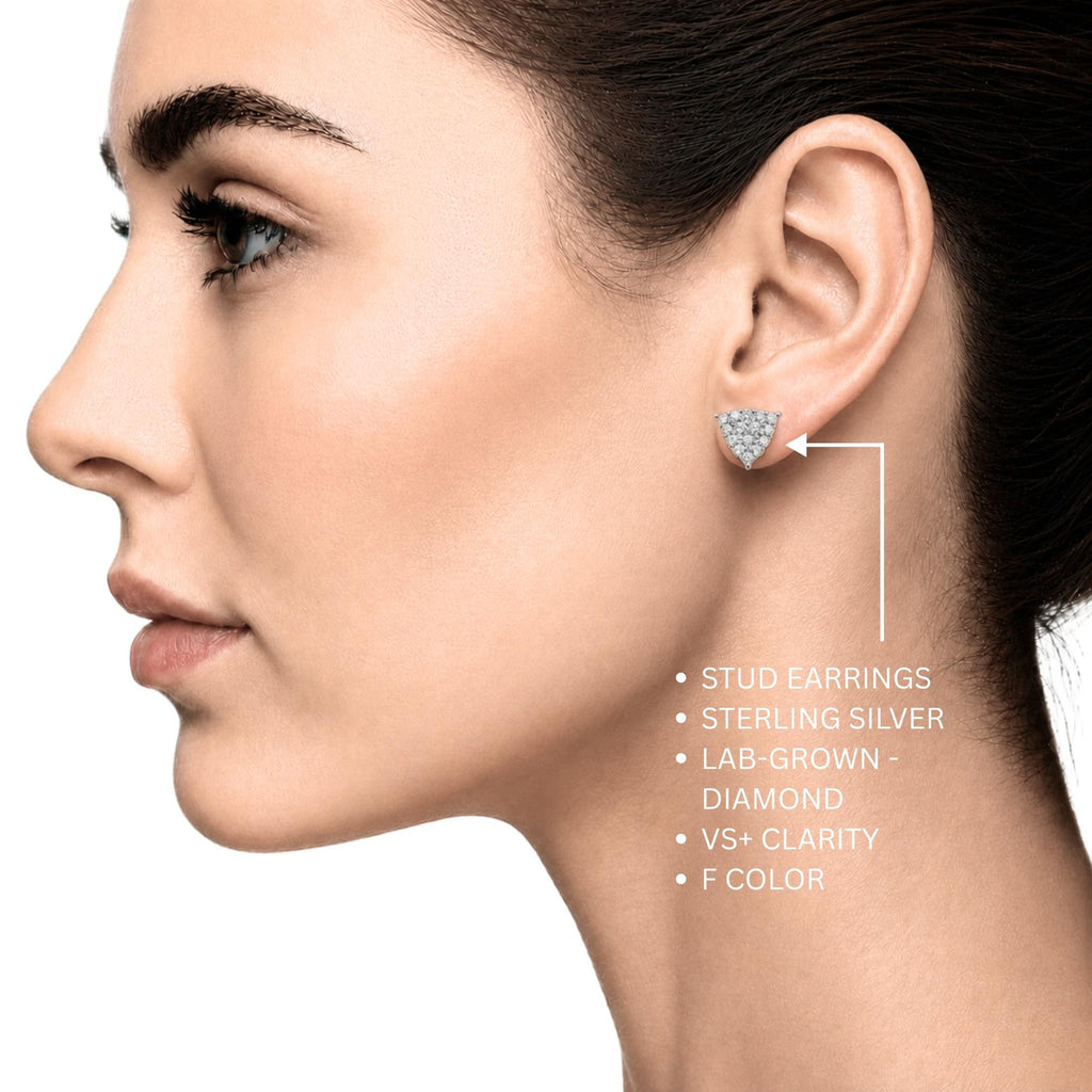 Diamonair Lab Grown Diamond (F/VS+) 1.00 carat Round cut Sterling Silver Stud Earrings - Sterling Silver | Gold over Silver
