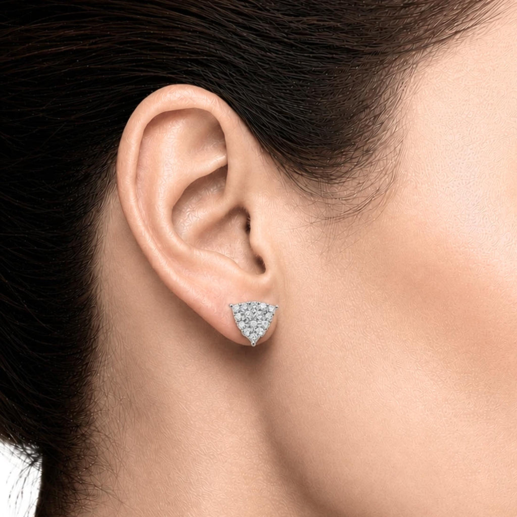 Diamonair Lab Grown Diamond (F/VS+) 1.00 carat Round cut Sterling Silver Stud Earrings - Sterling Silver | Gold over Silver