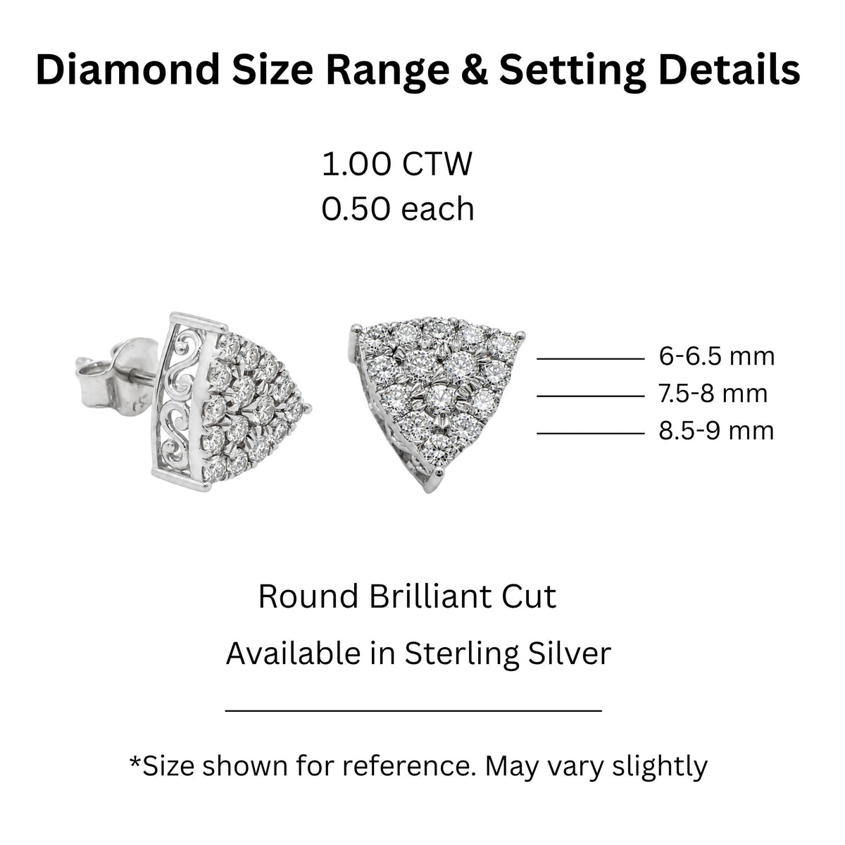 Diamonair Lab Grown Diamond (F/VS+) 1.00 carat Round cut Sterling Silver Stud Earrings - Sterling Silver | Gold over Silver