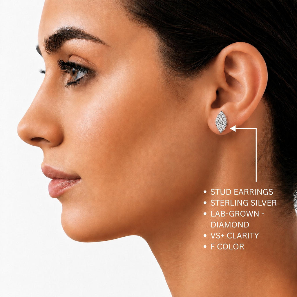 Diamonair Lab Grown Diamond (F/VS+) 1.00 carat Round cut Sterling Silver Stud Earrings - Sterling Silver | Gold over Silver