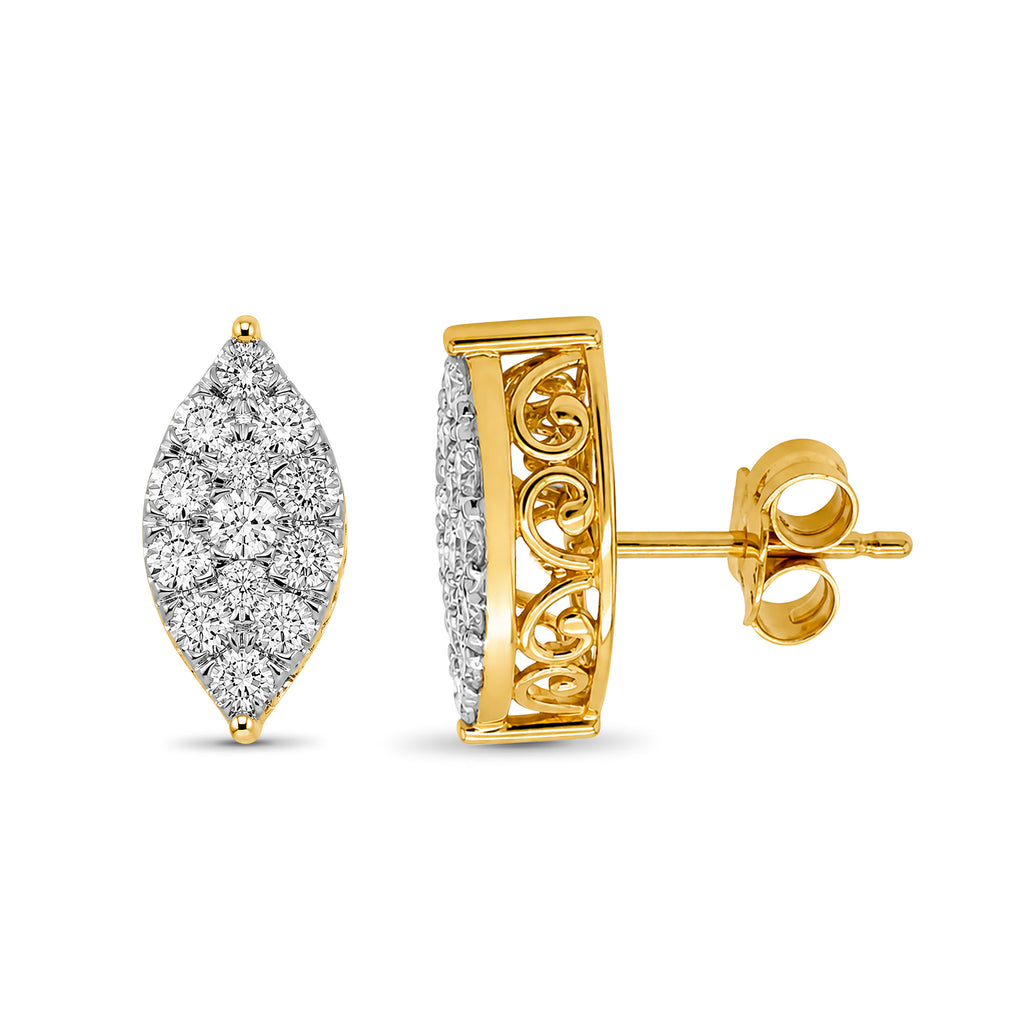 Diamonair Lab Grown Diamond (F/VS+) 1.00 carat Round cut Sterling Silver Stud Earrings - Sterling Silver | Gold over Silver