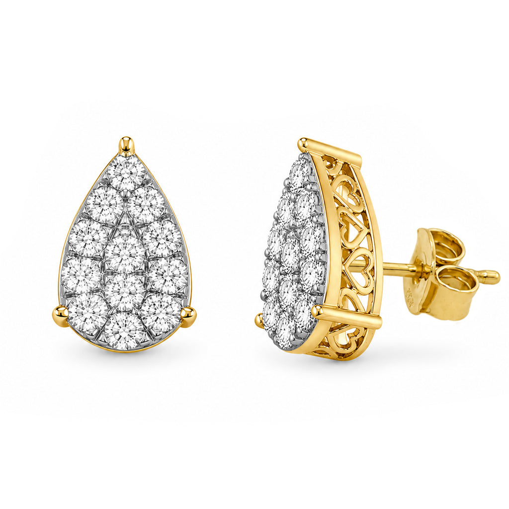 Diamonair Lab Grown Diamond (F/VS+) 1.00 carat Round cut Sterling Silver Stud Earrings - Sterling Silver | Gold over Silver