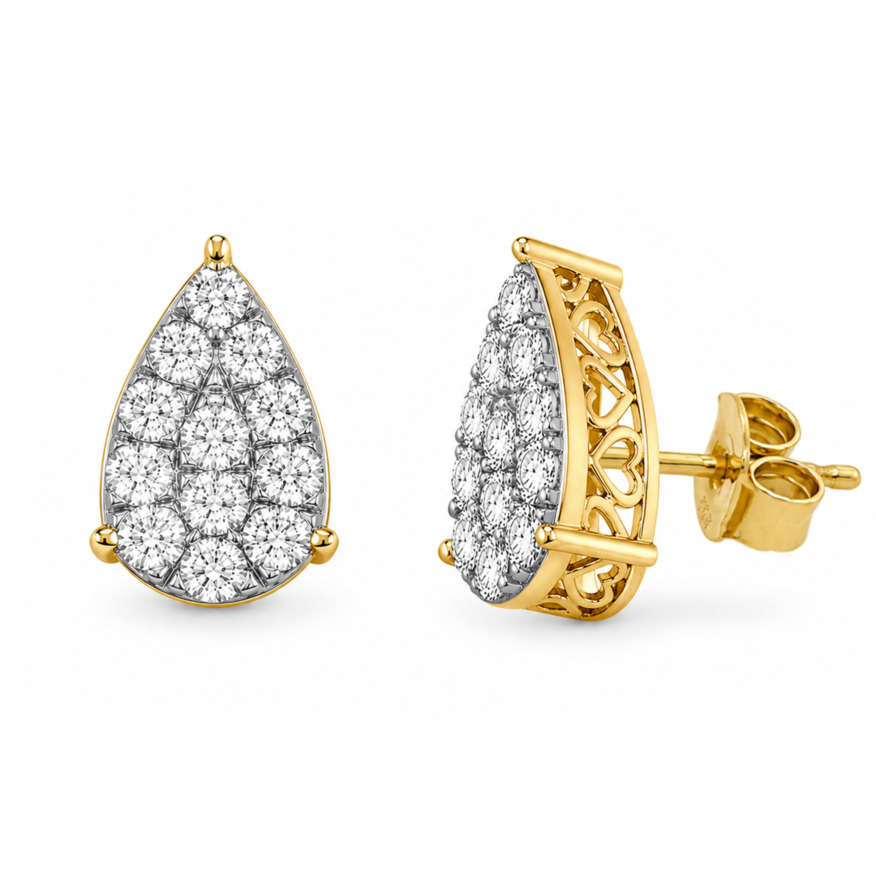 Diamonair Lab Grown Diamond (F/VS+) 1.00 carat Round cut Sterling Silver Stud Earrings - Sterling Silver | Gold over Silver