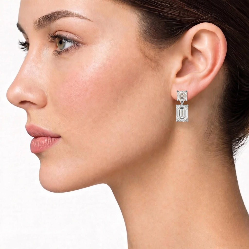 3-5 ctw Emerald-Asscher Stud Earrings