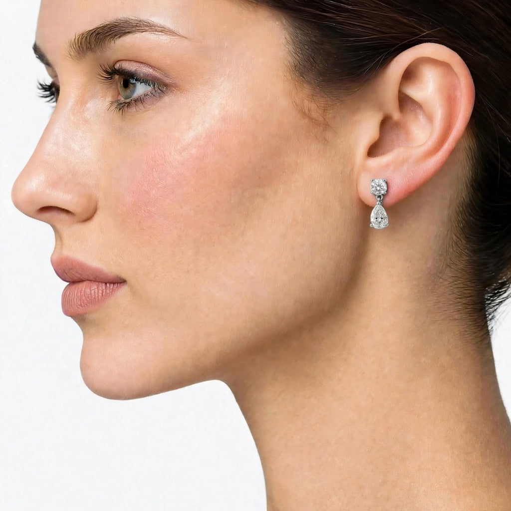 3-5 ctw Round-Pear Stud Earrings