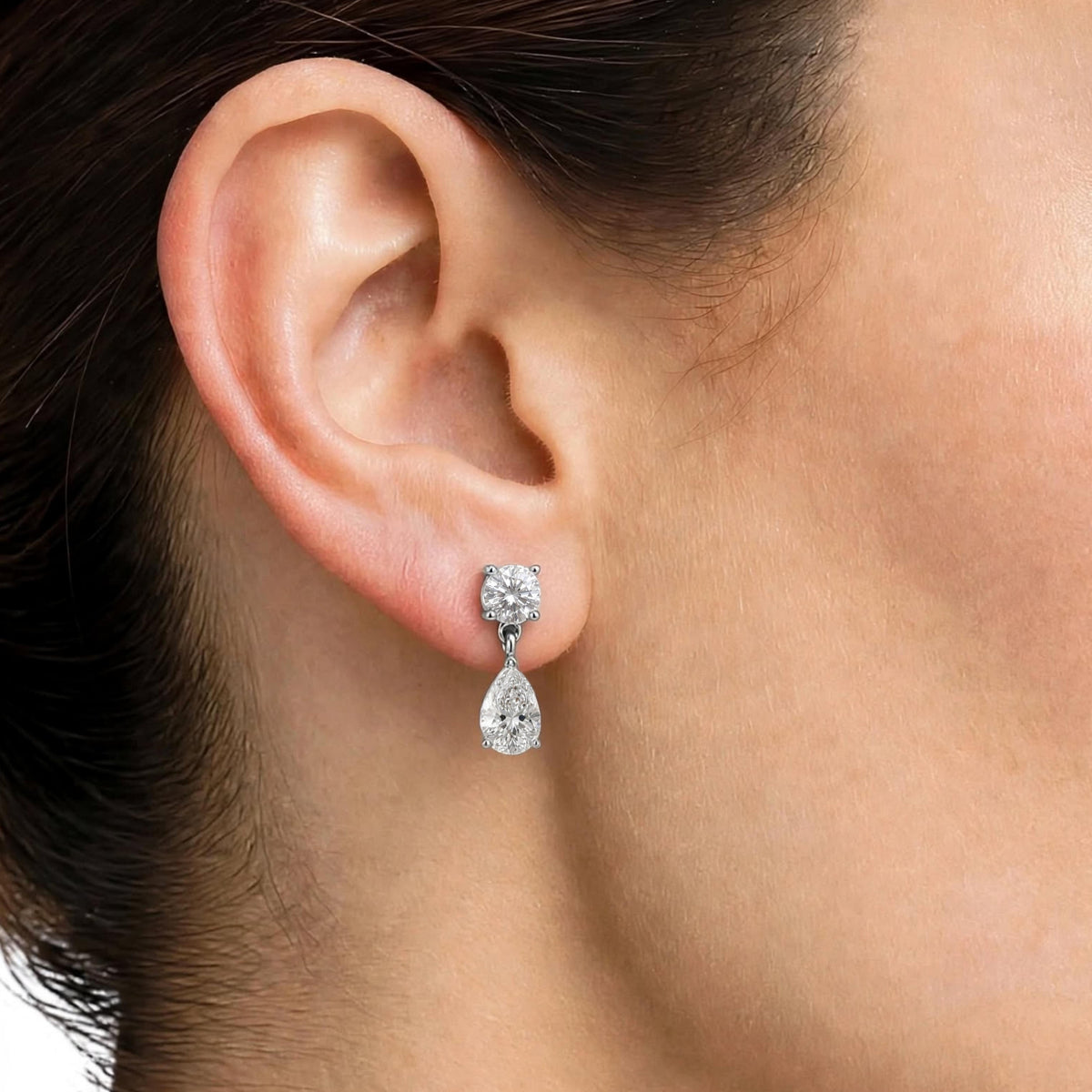 3-5 ctw Round-Pear Stud Earrings