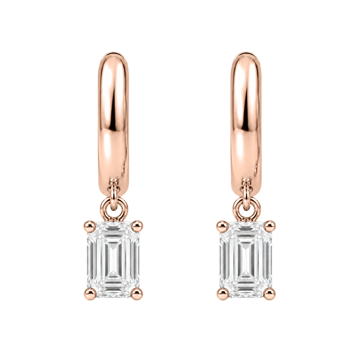 1-4 ctw Emerald Hoop Earrings