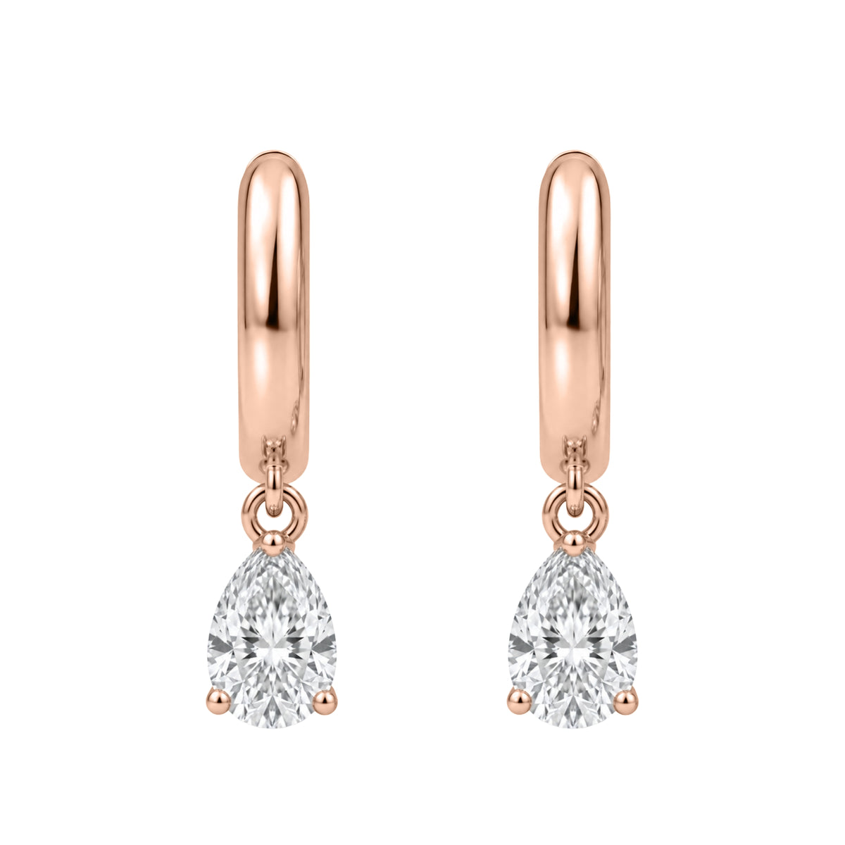 1-4 ctw Pear Hoop Earrings
