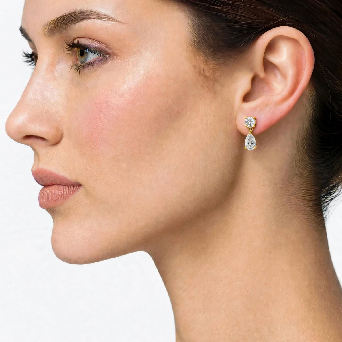 3-5 ctw Round-Pear Stud Earrings