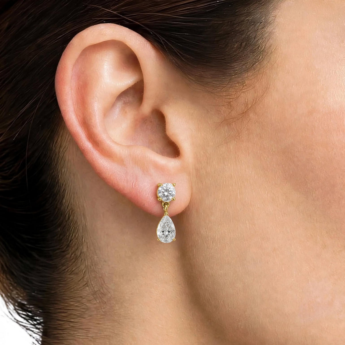 3-5 ctw Round-Pear Stud Earrings