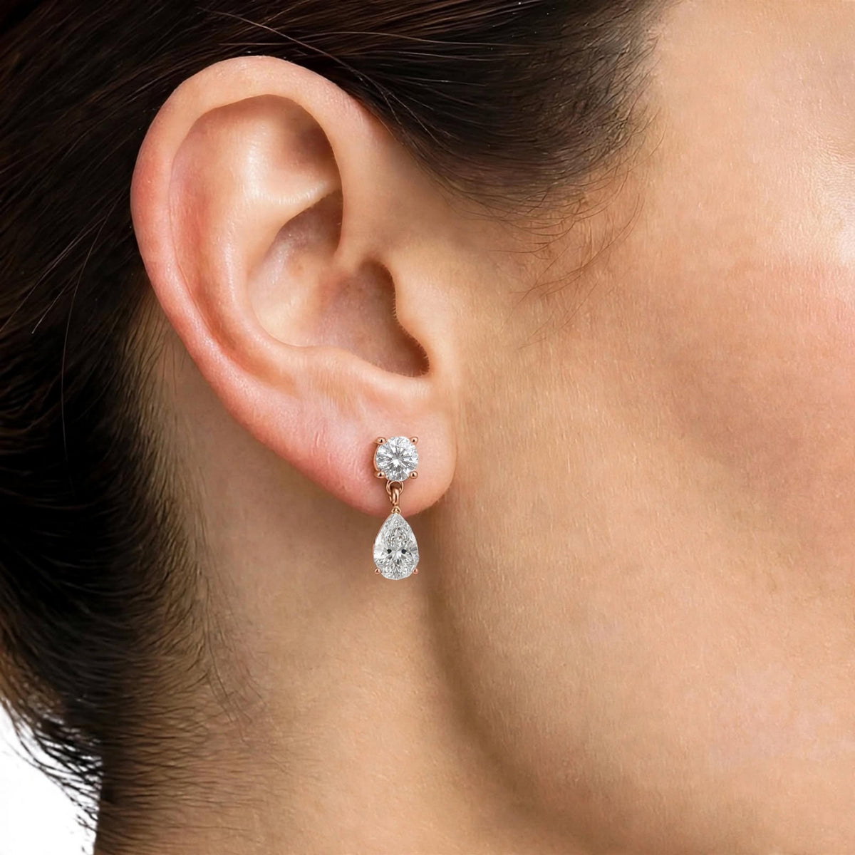 3-5 ctw Round-Pear Stud Earrings