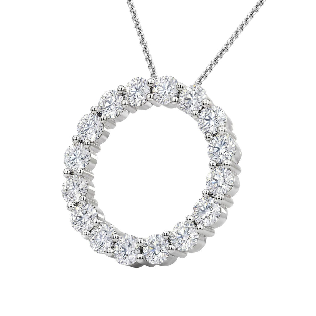 Diamonair Lab Grown Diamond (F/VS+) 3.00 carat Round cut Sterling Silver Circle Pendant - Sterling Silver | Gold over Silver