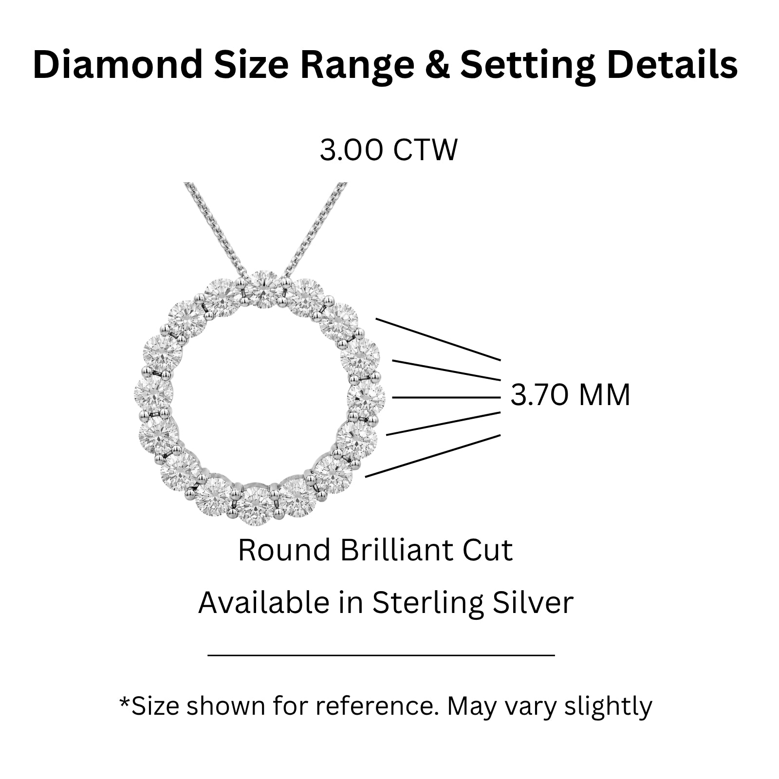 Diamonair Lab Grown Diamond (F/VS+) 3.00 carat Round cut Sterling Silver Circle Pendant - Sterling Silver | Gold over Silver