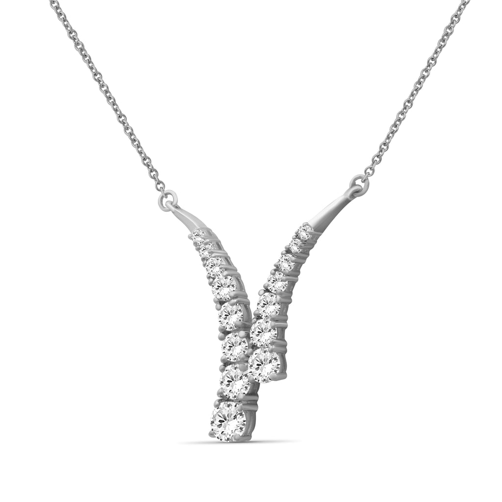 Diamonair Lab Grown Diamond (F/VS+) 3.00 carat Round cut Sterling Silver Y Necklace - Sterling Silver | Gold over Silver