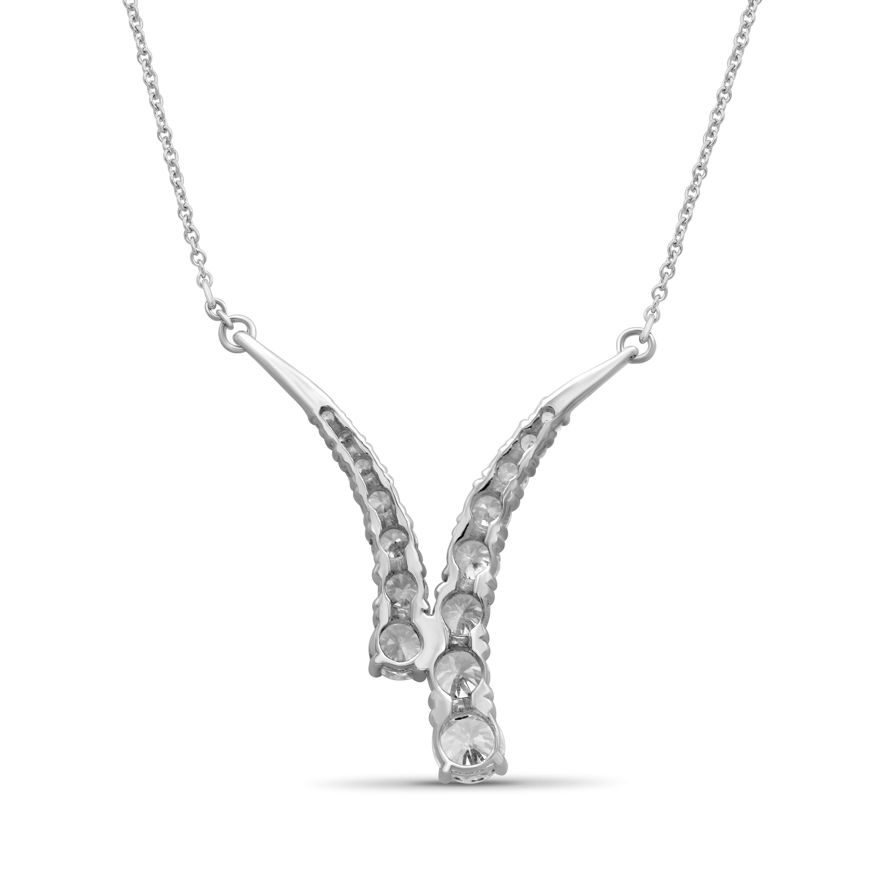 Diamonair Lab Grown Diamond (F/VS+) 3.00 carat Round cut Sterling Silver Y Necklace - Sterling Silver | Gold over Silver