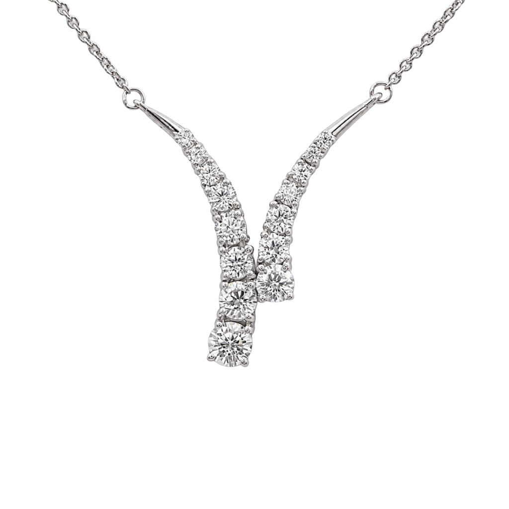 Diamonair Lab Grown Diamond (F/VS+) 3.00 carat Round cut Sterling Silver Y Necklace - Sterling Silver | Gold over Silver