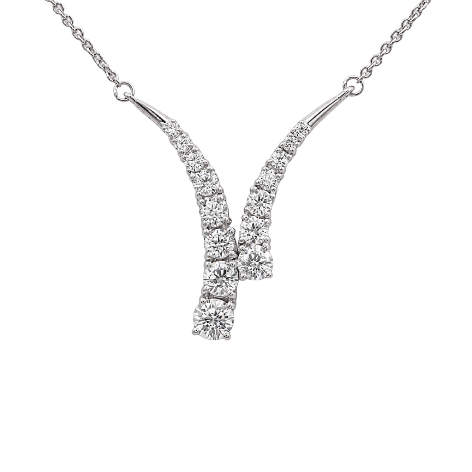 Diamonair Lab Grown Diamond (F/VS+) 3.00 carat Round cut Sterling Silver Y Necklace - Sterling Silver | Gold over Silver