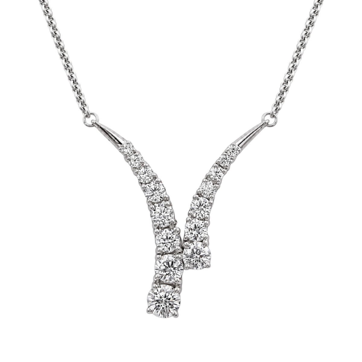 Diamonair Lab Grown Diamond (F/VS+) 3.00 carat Round cut Sterling Silver Y Necklace - Sterling Silver | Gold over Silver