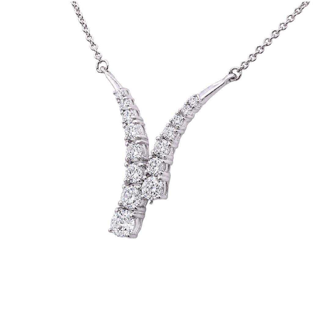 Diamonair Lab Grown Diamond (F/VS+) 3.00 carat Round cut Sterling Silver Y Necklace - Sterling Silver | Gold over Silver