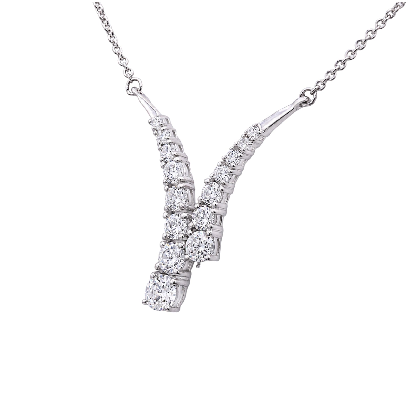 Diamonair Lab Grown Diamond (F/VS+) 3.00 carat Round cut Sterling Silver Y Necklace - Sterling Silver | Gold over Silver