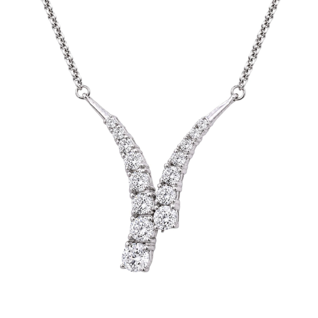 Diamonair Lab Grown Diamond (F/VS+) 3.00 carat Round cut Sterling Silver Y Necklace - Sterling Silver | Gold over Silver
