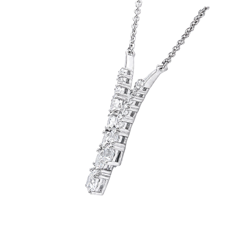 Diamonair Lab Grown Diamond (F/VS+) 3.00 carat Round cut Sterling Silver Y Necklace - Sterling Silver | Gold over Silver