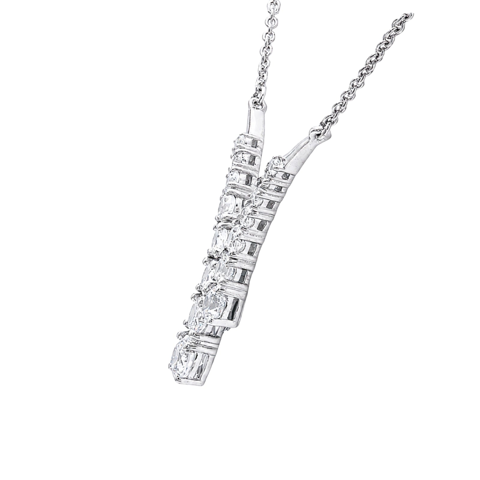 Diamonair Lab Grown Diamond (F/VS+) 3.00 carat Round cut Sterling Silver Y Necklace - Sterling Silver | Gold over Silver