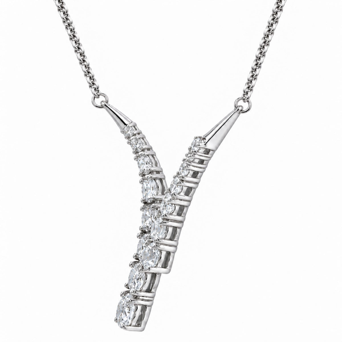 Diamonair Lab Grown Diamond (F/VS+) 3.00 carat Round cut Sterling Silver Y Necklace - Sterling Silver | Gold over Silver