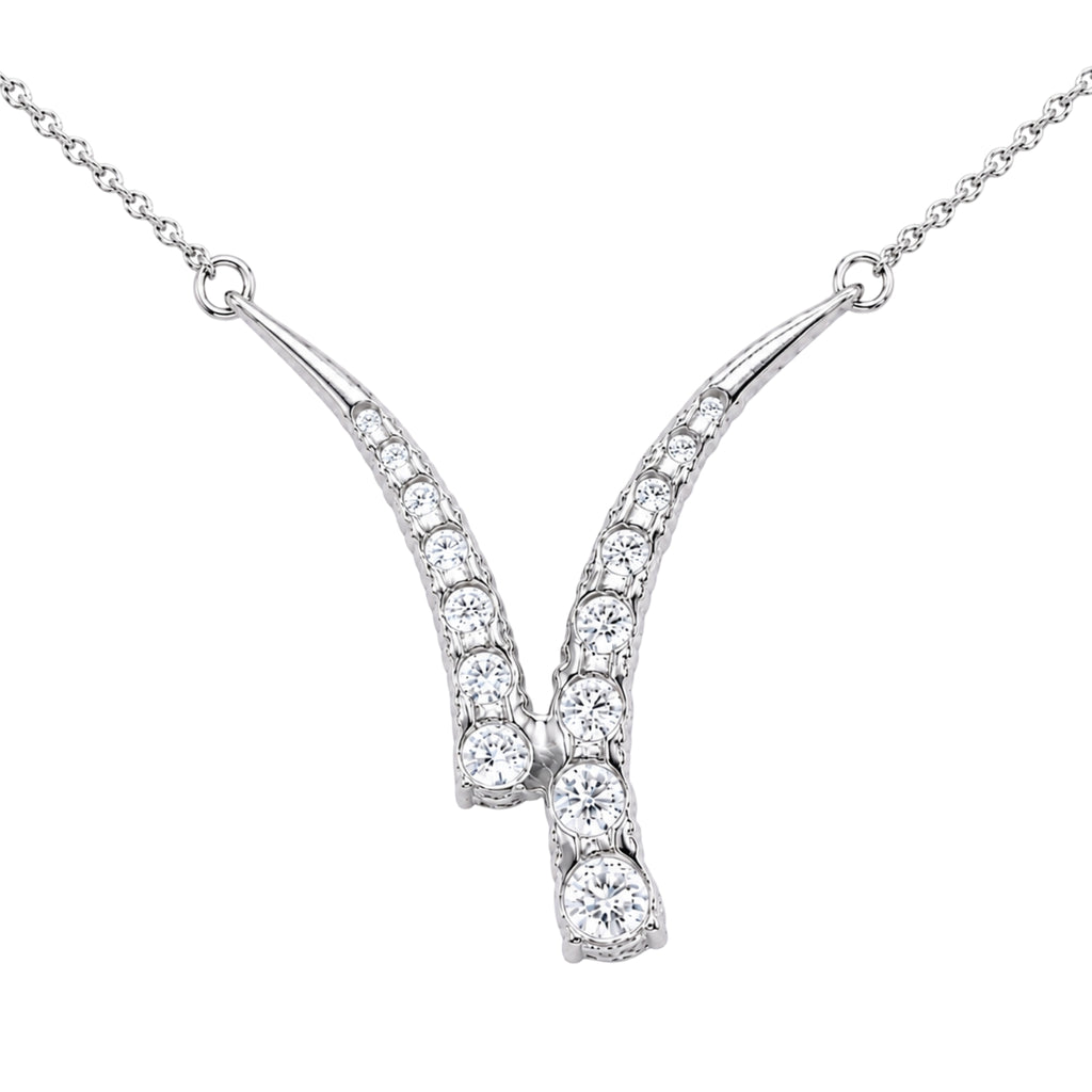 Diamonair Lab Grown Diamond (F/VS+) 3.00 carat Round cut Sterling Silver Y Necklace - Sterling Silver | Gold over Silver