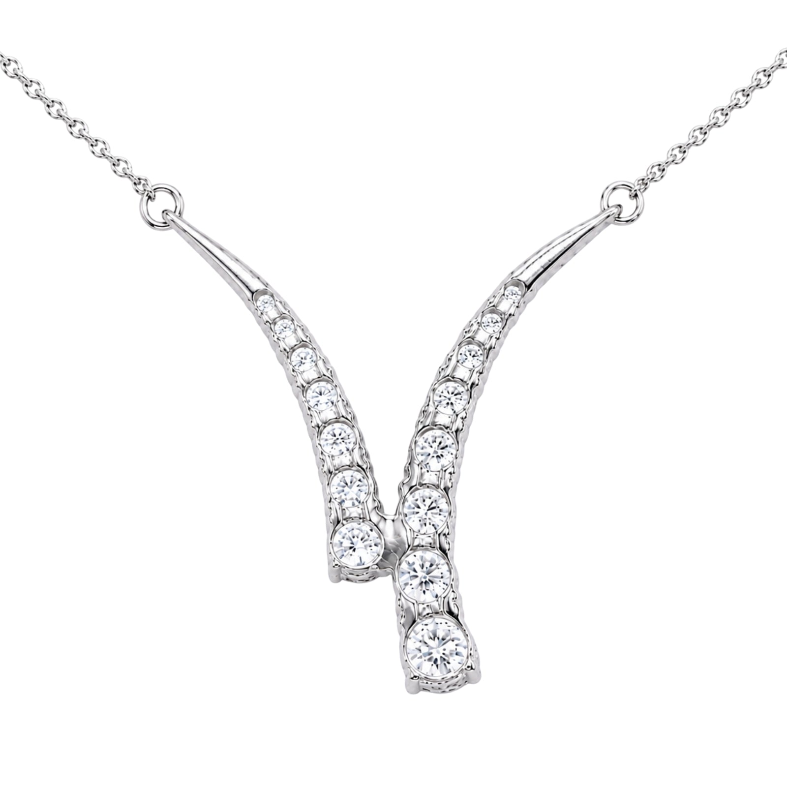 Diamonair Lab Grown Diamond (F/VS+) 3.00 carat Round cut Sterling Silver Y Necklace - Sterling Silver | Gold over Silver